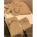 PK18A03HX Cashmere set- Beanie and Gloves with Bowknot